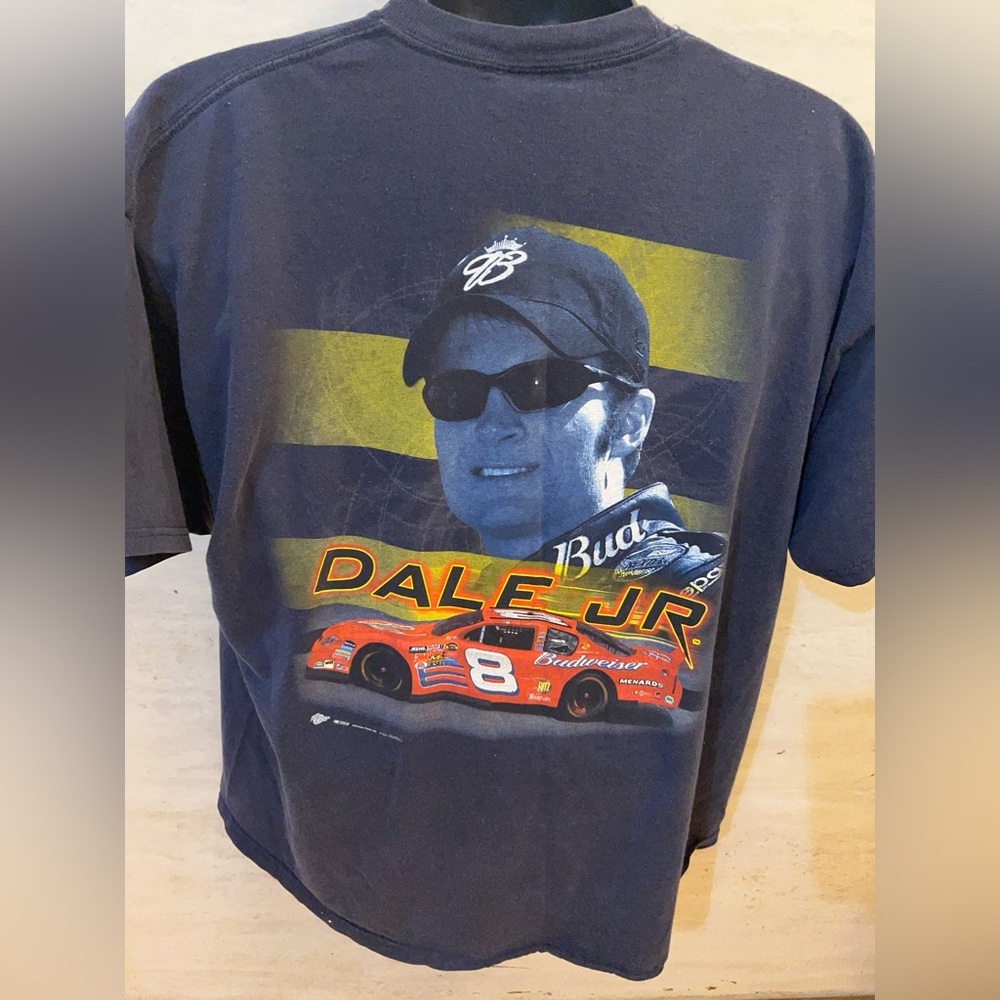 Vintage Dale Earnhardt Jr. #8 Budweiser NASCAR racing t-shirt in navy blue. - Picture 9 of 11